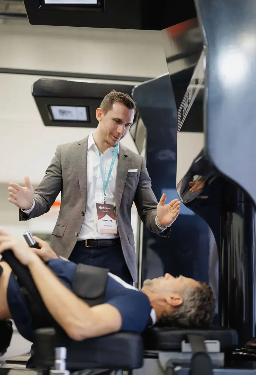 Demonstrating the MT Atlas with a volunteer on the table